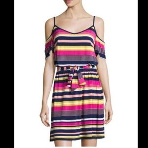 Laundry by Shelli Segal Striped Dress with cold shoulders